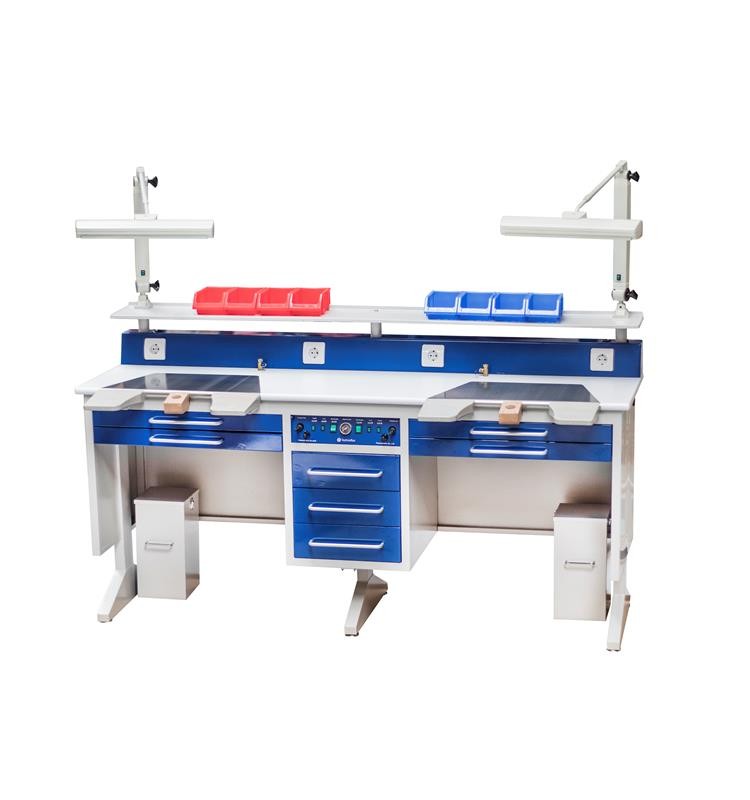 WORK TABLE FOR DENTAL LABORATORY 2 POSITIONS STEEL