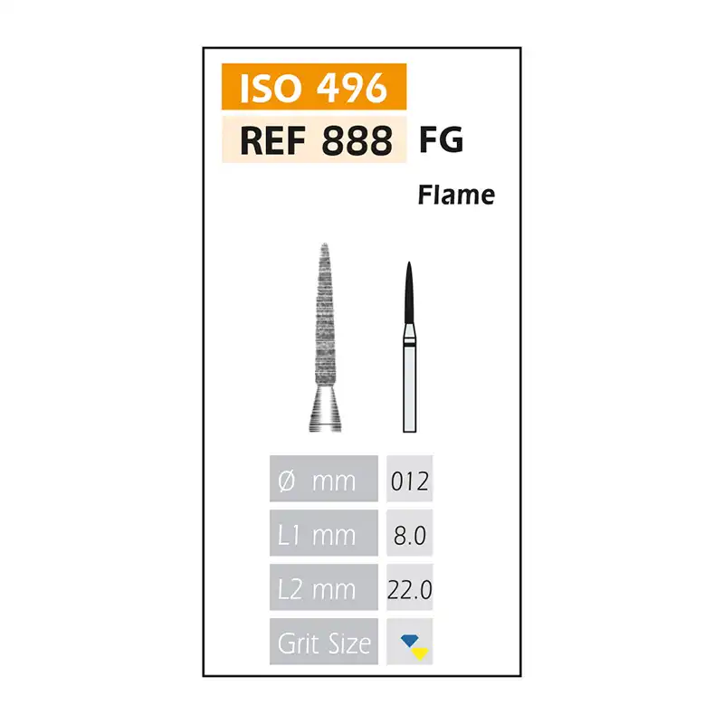 FG Diamond Burs ISO 888-314-504-012 Yellow Bader