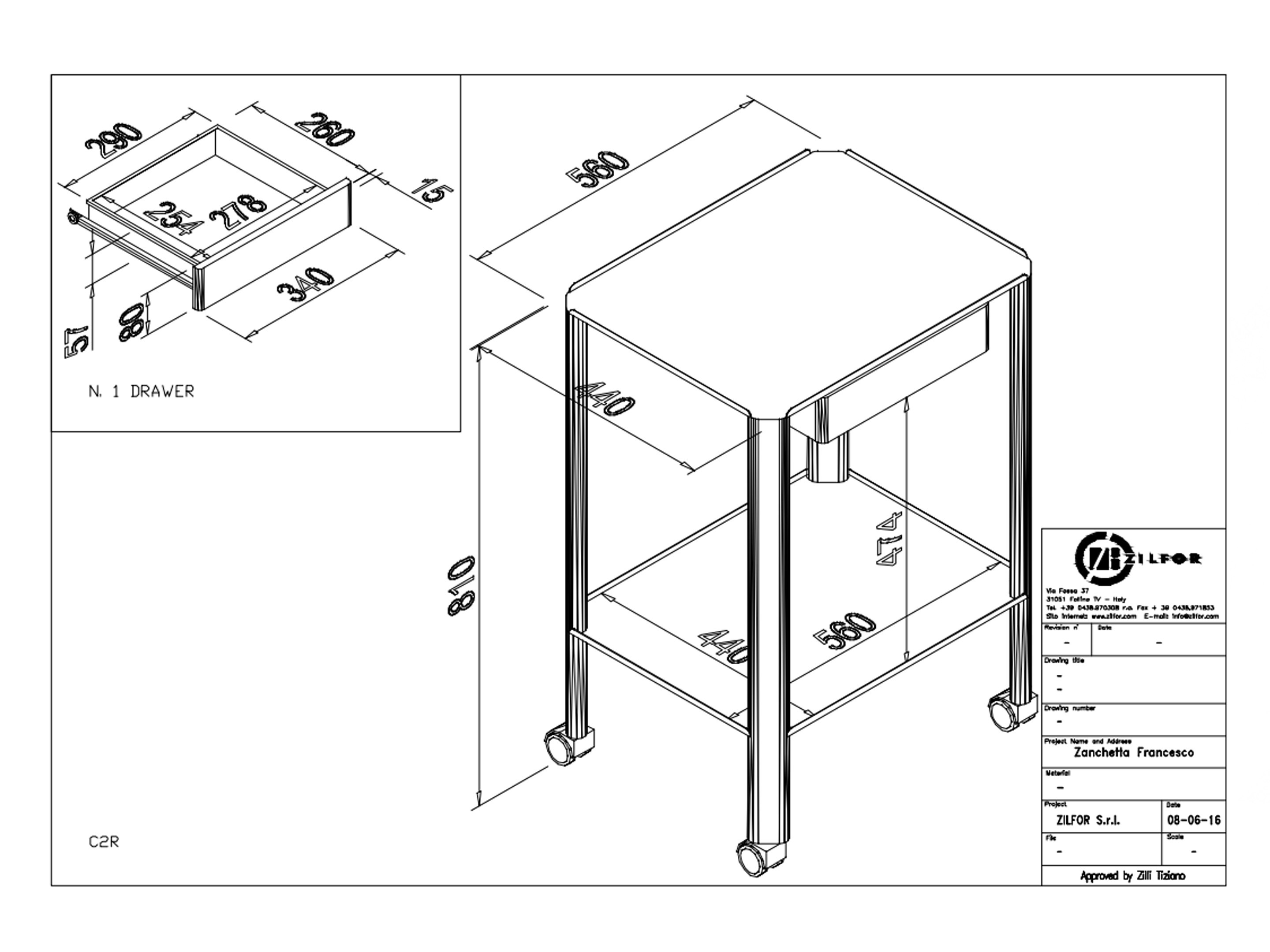 AUXILIARY MOBILE CART MOD. "C2R" FOR STERILIZATION