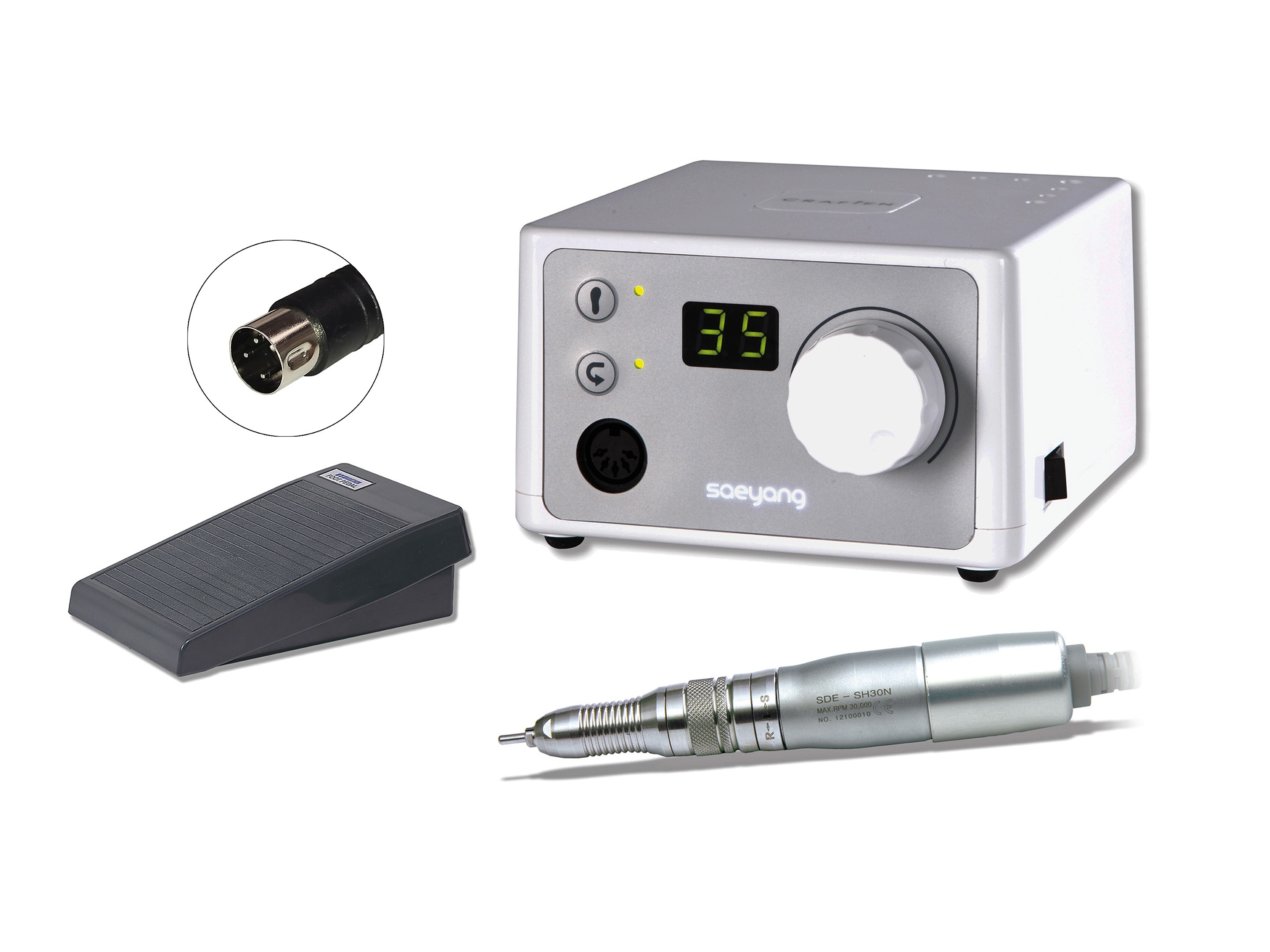 MICROMOTOR MARATHON K35 (WHITE) BRUSHES PM SH30N AND PEDAL FS60
