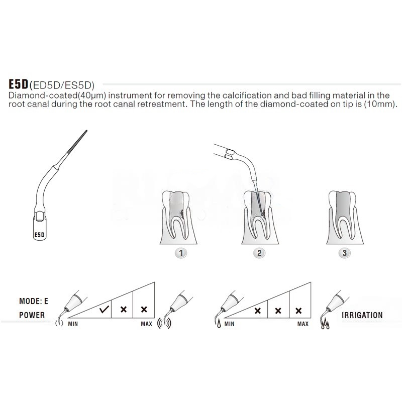 Woodpecker ES5D ultrasonic tip compatible with Sirona | Endo Diamond-coated