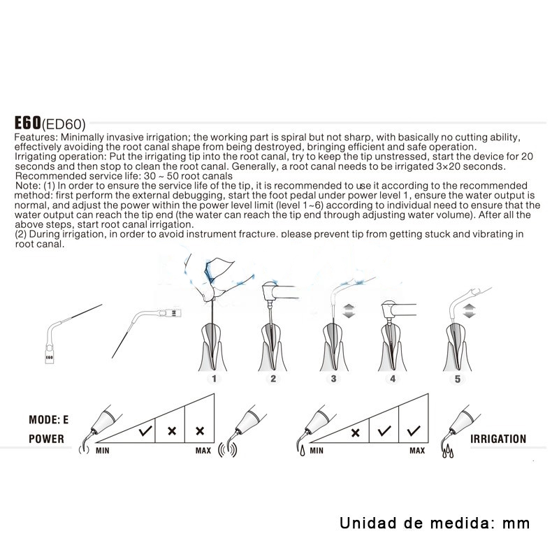 Ultrasonic tip Woodpecker ED60 compatible Satelec | Endo