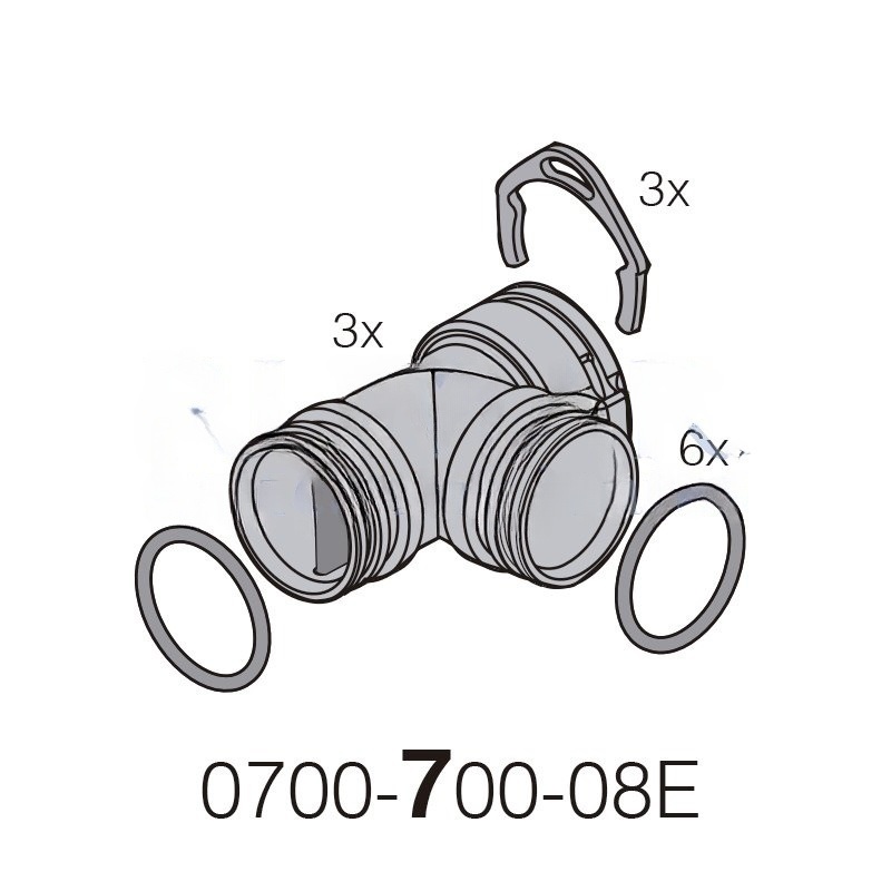 DürrConnect «T» 2 x male / 1 x female, siphon (K), 3 pcs