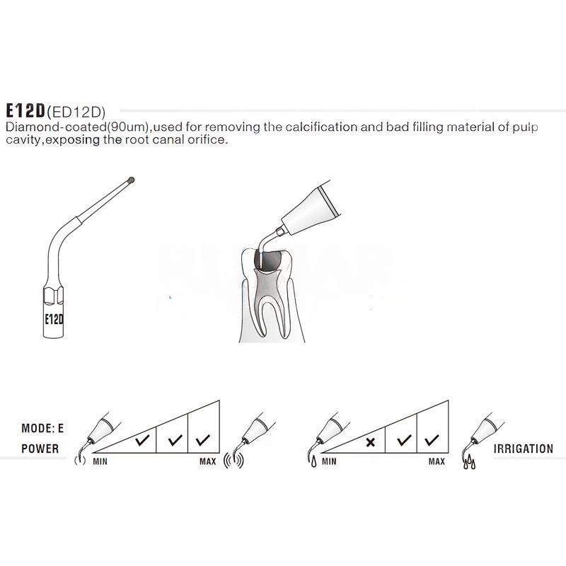 Ultrasonic tip Woodpecker ED12D compatible with Satelec | Endo, Diamond
