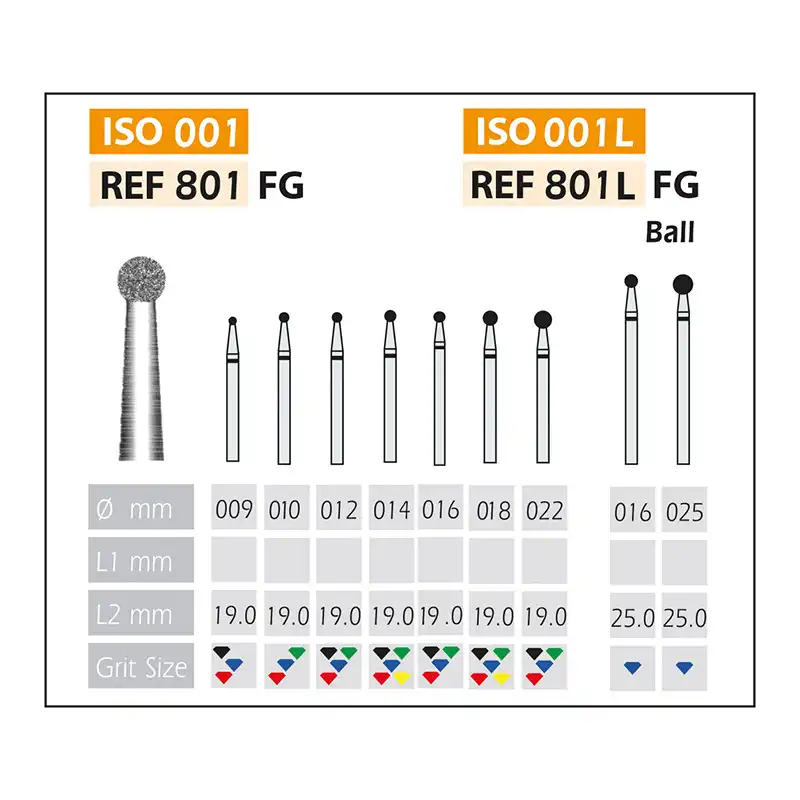 Diamond Burs FG ISO 801-314-514-009 Red Bader