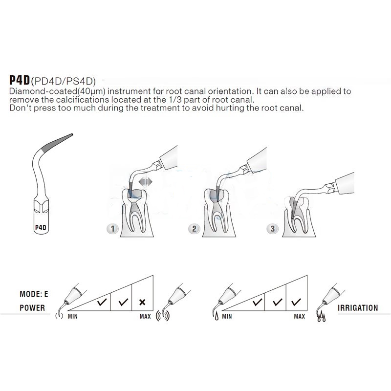 Ultrasonic tip Woodpecker P4D compatible EMS | Perio, Diamond