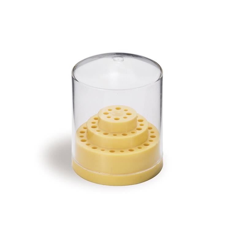 ROUND PLASTIC HOLDER WITH LID FOR 36 BURS