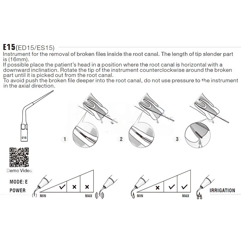 Woodpecker ED15 ultrasonic tip compatible with Satelec | Endo