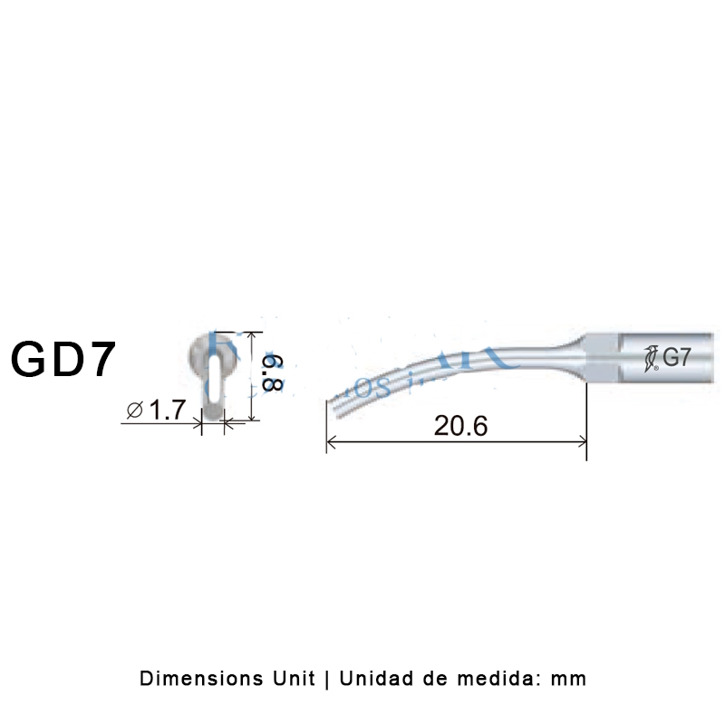 Woodpecker GD7 ultrasonic tip compatible with Satelec | Prophylaxis