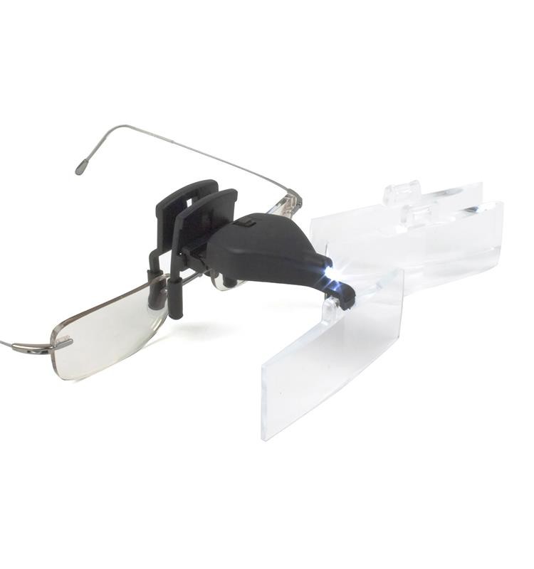 BINOCULAR LOUPES WITH CLIP 3 LENSES 1.5x- 2.5x - 3.5x LED LIGHT
