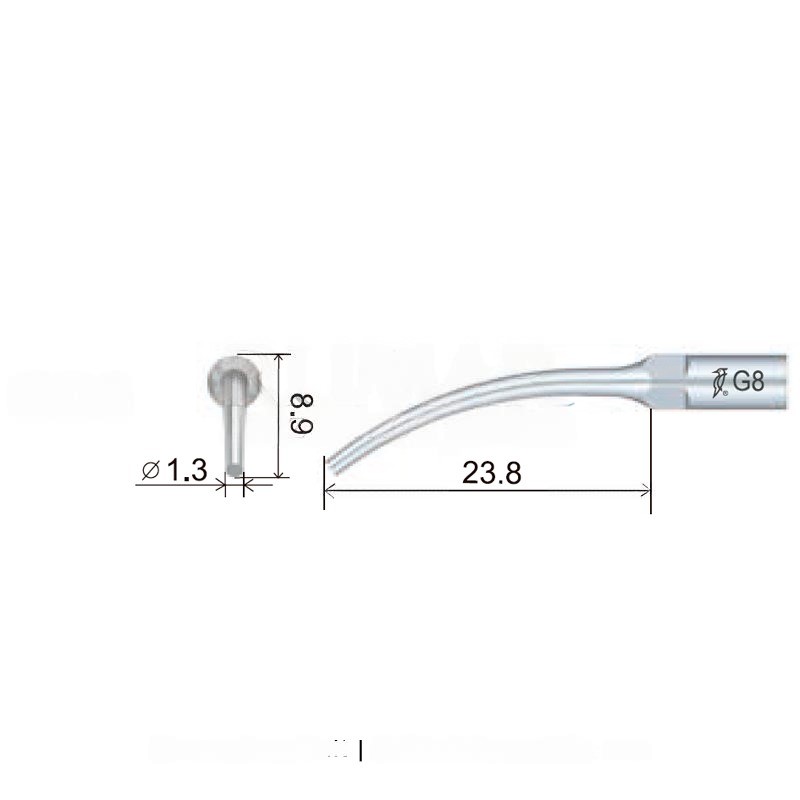 Woodpecker GD8 ultrasonic tip compatible with Satelec | Prophylaxis