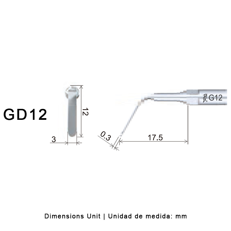 Woodpecker GD12 ultrasonic tip compatible with Satelec | Prophylaxis