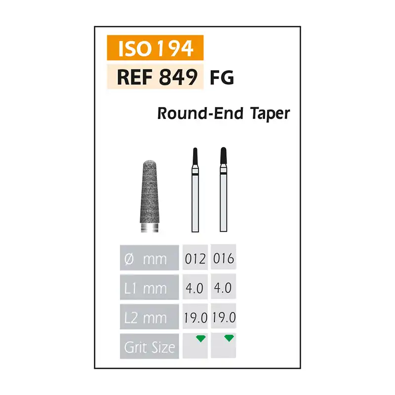 Diamond burs FG ISO 849-314-534-012 Green Bader