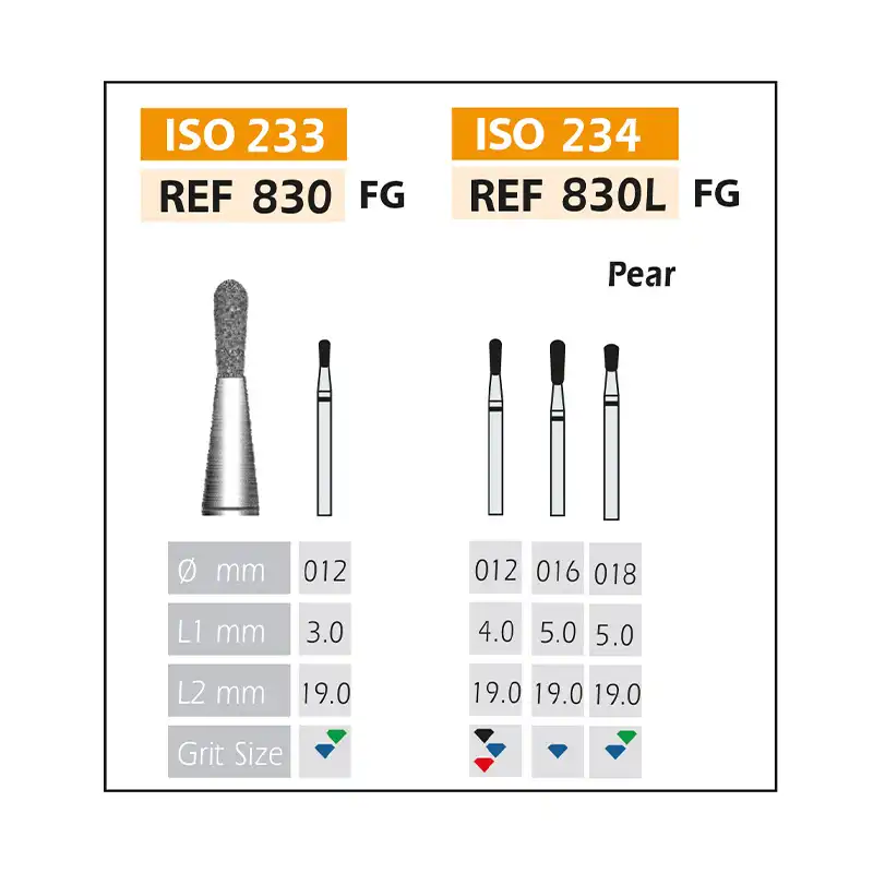 Diamond Bur FG ISO 830L-314-514-012 Red Bader