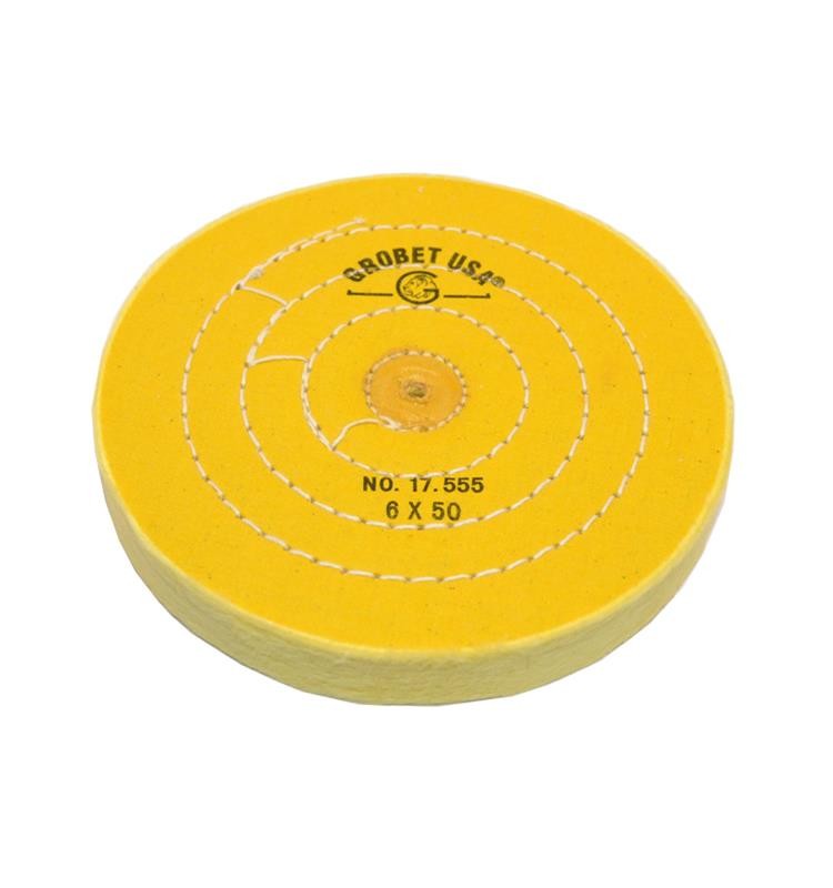 GROBET DISC YELLOW COTTON 150 MM. DIAM. 50 SHEETS (17.555)