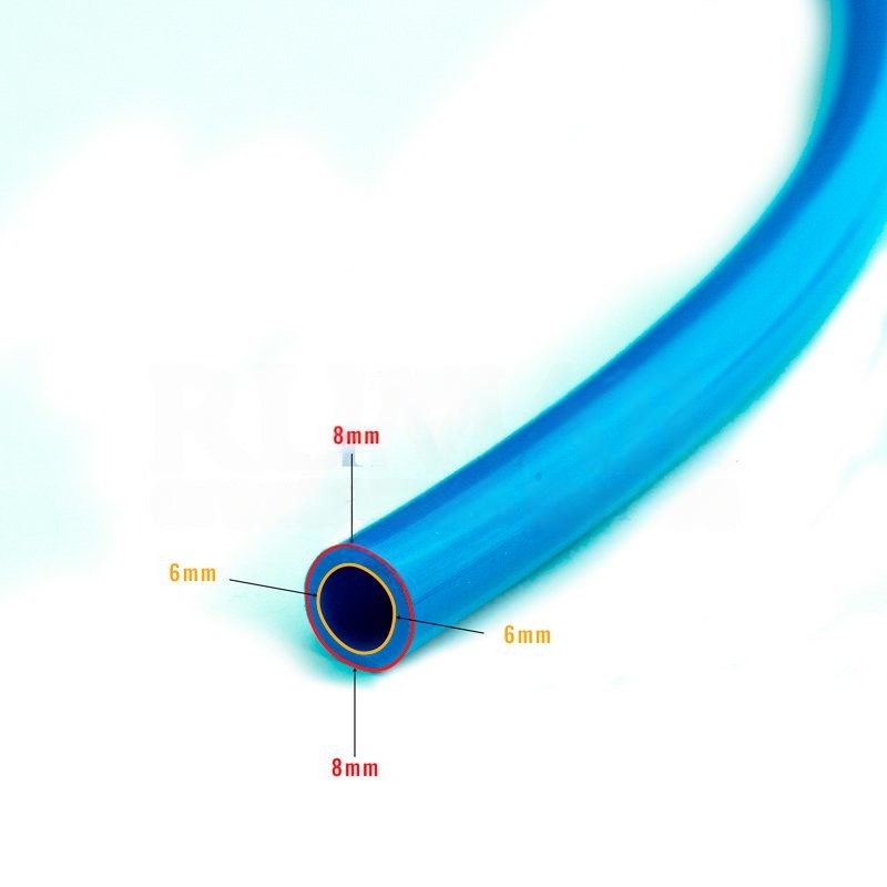 Blue polyurethane tube 6 x 8 mm, per meter