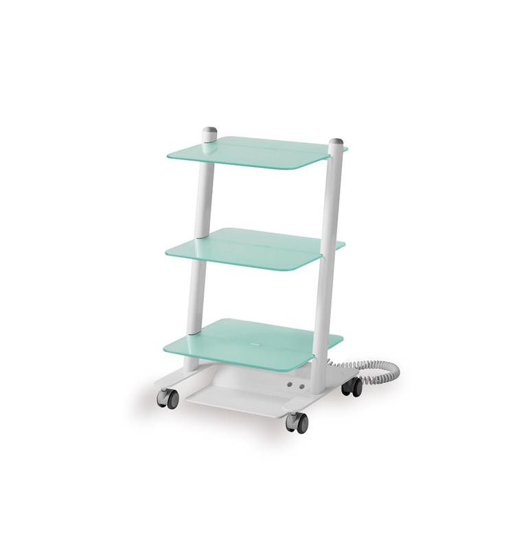 MOBILE CART MOD. "C3RGLASS" THREE ELECTRIFIED GLASS SHELVES