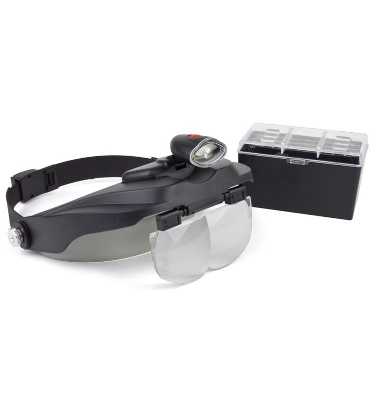 BINOCULAR LOUPES WITH LED VISOR AND 4 LENSES 1.2x-1.8x-2.5x3.5x