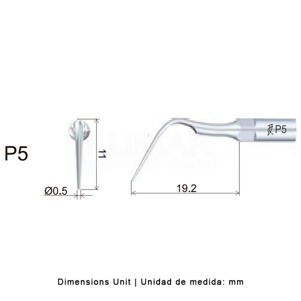 Woodpecker DTE PD5 ultrasonic tip, S-type thread and comp. | Perio