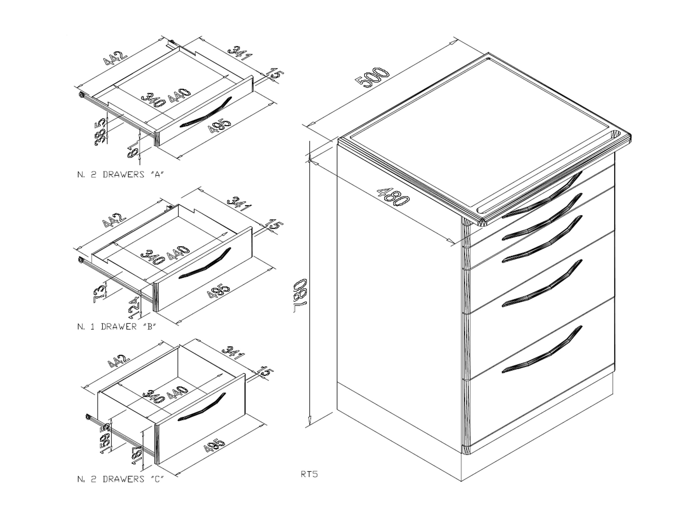 ROLLING MODULE WITH 5 DRAWERS