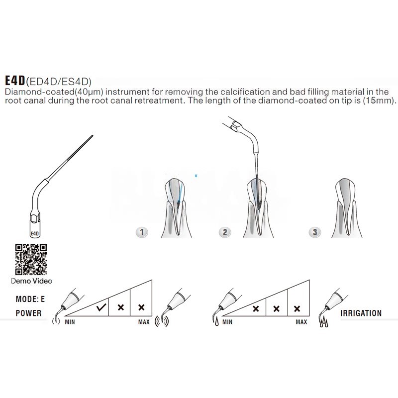 Ultrasonic tip Woodpecker ED4D compatible Satelec | Endo, Diamond