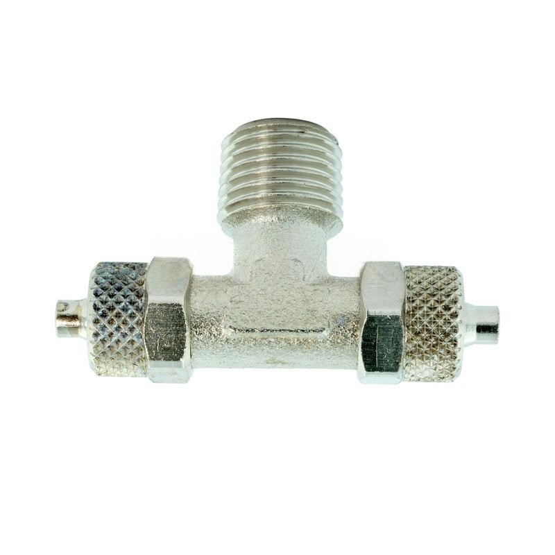 1/4″ male central “T” fitting conical 6mm x 6mm
