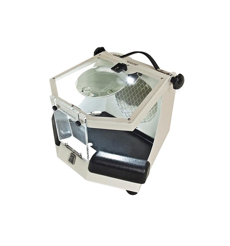 FINISHING CABIN WITH LIGHT AND 10X MAGNIFYING GLASS WITH CONNECTION TO EXTRACTION AND COMPRESSOR